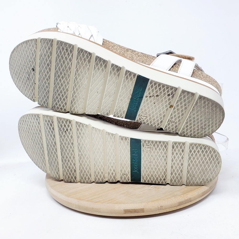 Josef Seibel Clea 16 Sandals Womens 41 White Leather Platform Straps Chunky Shoe - Picture 11 of 13